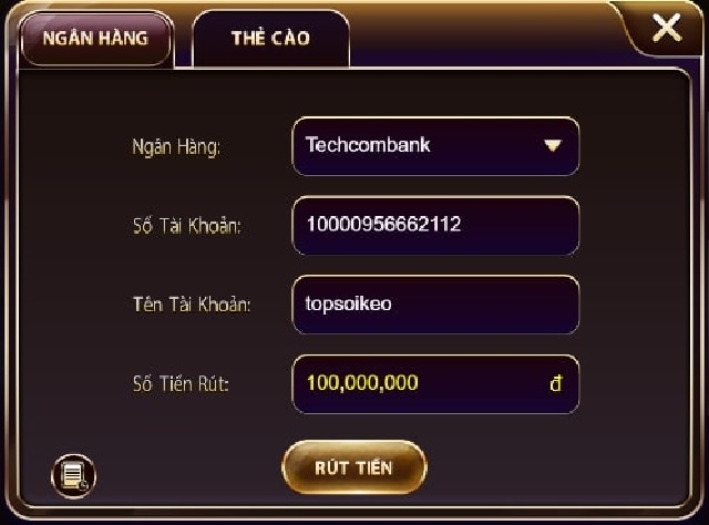 Rút tiền qua Thẻ Cào